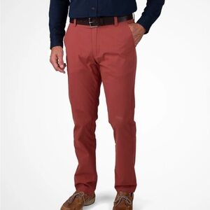 Tailor Vintage Airotec Cotton Canvas‎ Chino Slim Fit Stretch Red Mens 36x30 NEW